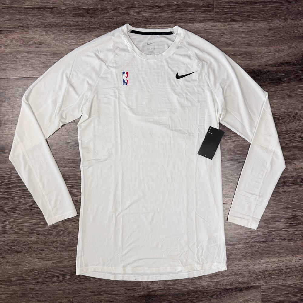 Nike NBA Pro Compression Long Sleeve Shirt White Mens Large Tall CI0464-100 NWT